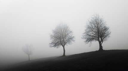 Wall Mural - a row of trees are lined up in a field
