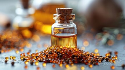 Essential Oil Bottle on Amber Beads