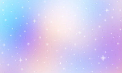 Aufkleber - Glittering gradient background with hologram effect and magic lights. Holographic abstract fantasy backdrop with fairy sparkles, gold stars and festive