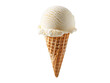 © Png - Video - Photo - A single scoop of vanilla ice cream in a waffle cone cut out transparent isolated on white background PNG file