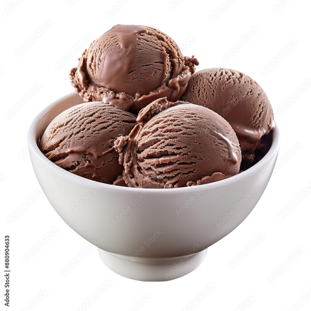 chocolate ice cream in bowl cut out transparent isolated on white ...