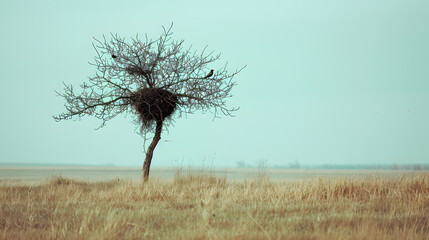 Wall Mural - a large tree stands alone in a field of grass