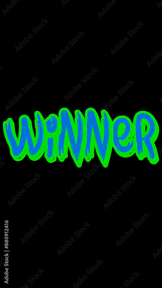 fluorescent blue winner text with lime green outline. winning text ...