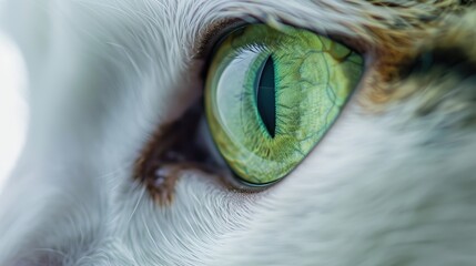 Wall Mural - Close Up Macro View of Green Cat s Eye on White Background