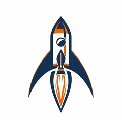 Canvas Print - Blue and Orange Rocket Ship Illustration