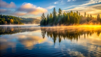 Wall Mural - Sea ripple water with morning fog