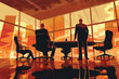 © Felicity - Corporate Titans at Sunset: Silhouetted Executives in Luxurious Boardroom Overlooking City Skyline