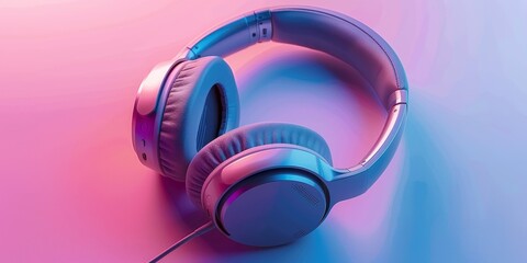 Poster - High-tech headphones with sleek design, captured against a gradient backdrop, highlighting the modern aesthetics and quality of audio products