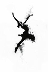 Wall Mural - A black and white sketch of a dancer mid-leap