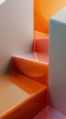 Sticker - a set of stairs with a bright orange and white design