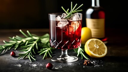 Poster -  A refreshing cocktail with a twist of citrus and a sprig of rosemary