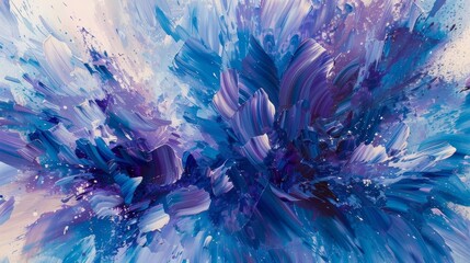 Sticker - A mesmerizing abstract artwork with a flurry of blue and purple brushstrokes The strokes are dense and interwoven