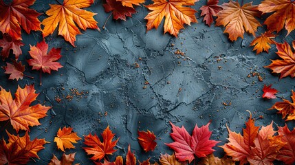 Canvas Print - frame made of maple leaves autumn backround thankgiving day greeting card template