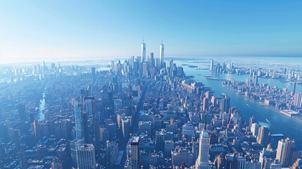 Wall Mural - city skyline with digital twins of historic landmarks for preservation and restoration projects