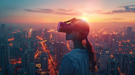 Wall Mural - virtual reality simulation of smart city technologies improving accessibility and inclusivity