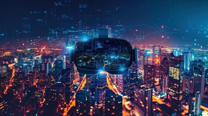 Wall Mural - virtual reality simulation of smart city technologies improving accessibility and inclusivity