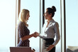 © ReeseArcurs/peopleimages.com - Deal. Business, women and handshake in office for deal, vendor and trade collaboration for partnership. Contract managers, shaking hands and happy for company, negotiation and supply chain agreement.