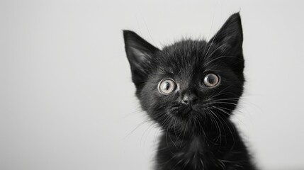 Canvas Print - Cute black cat on white background