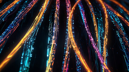 Glowing electric lighting transferring background.