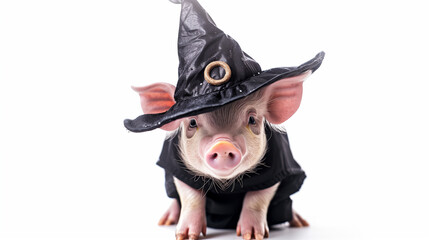 Piglet Dressed as a Wizard with a Sparkly Hat