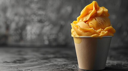 Sticker - Delicious Mango Ice Cream in a Paper Cup