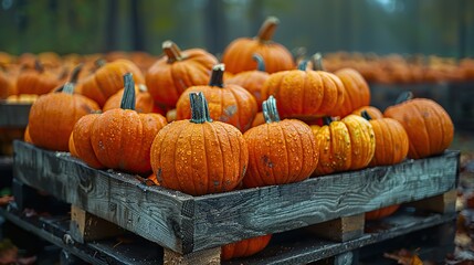 Wall Mural - harvest of ripe pumpkins