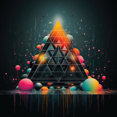 Wall Mural - abstract geometric art: exploring colorful pop, neon bright lights, and splash of colors
