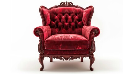 Canvas Print - Luxurious red armchair vintage style isolated on white background