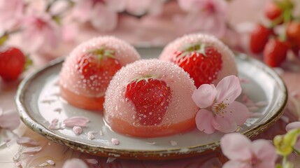 Sticker - Strawberry Delights with Sakura Blossoms