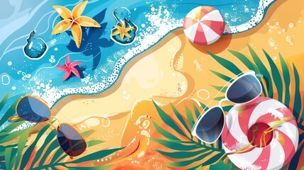 Poster - a beach scene with a starfish