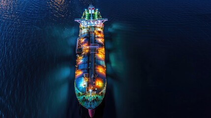 oil tanker, gas tanker in the high sea.Refinery Industry cargo ship,aerial view,Thailand, in import export, LPG,oil refinery, Logistics and transportation with working crane bridge in harbor	