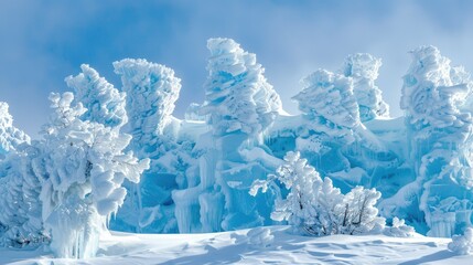 Sticker - Frozen Wonderland: An Icy Landscape in Blue Hues