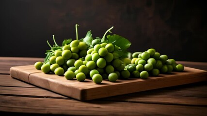 Sticker -  Freshly harvested green grapes on a wooden cutting board