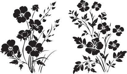 Wall Mural - flowers black silhouette 