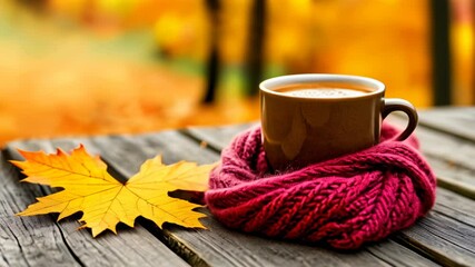 Poster -  Cozy autumn moments with a warm cup of coffee