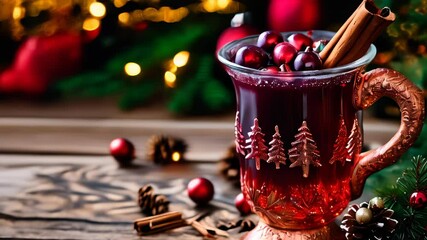 Wall Mural -  Warm holiday cheer in a festive cup