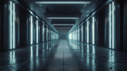 Wall Mural - futuristic white hallway with bright lights