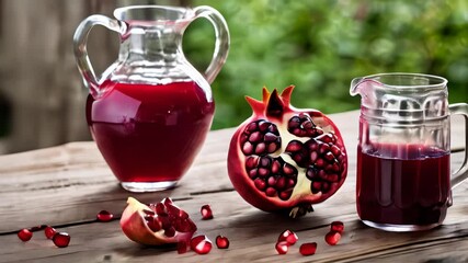 Poster -  Deliciously vibrant pomegranate juice freshly squeezed and ready to serve