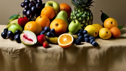 Sticker -  A vibrant array of fresh fruits on a table