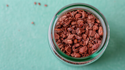 Chocolate Cacao Nibs in a Jar from Above