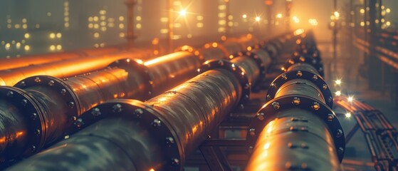 Canvas Print - Close-up of industrial pipes. AI.