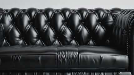 Canvas Print - Isolated black leather couch