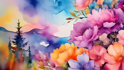 Wall Mural - beautiful vivid watercolor background