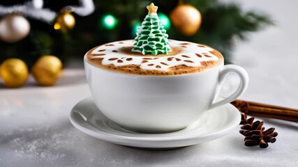 Wall Mural -  Cozy Christmas  Festive latte art with a touch of holiday spirit