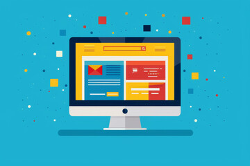 Modern Desktop Computer Displaying a Website Design on Screen, Concept of Web Development, UI/UX Design, and Digital Marketing
