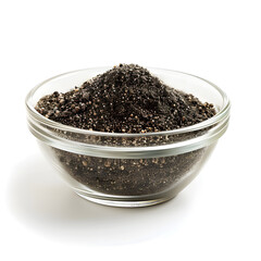 Wall Mural - Powdered Black Pepper in a small glass bowl isolated on a white background