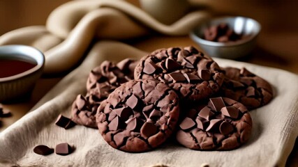 Wall Mural -  Deliciously decadent chocolate chip cookies ready to be savored