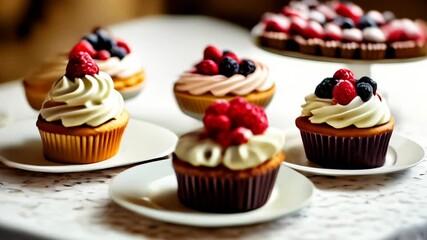 Canvas Print -  Deliciously decorated cupcakes ready to be enjoyed