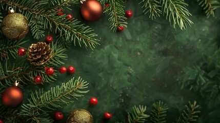 Poster - Festive backdrop ornaments with spruce branch