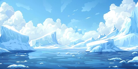 Wall Mural - a computer generated image of a snowy landscape with a blue sky